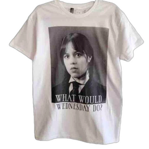 Wednesday Adams Jenna Ortega‎ Shirt What Would Wednesday Do White & Black Size M